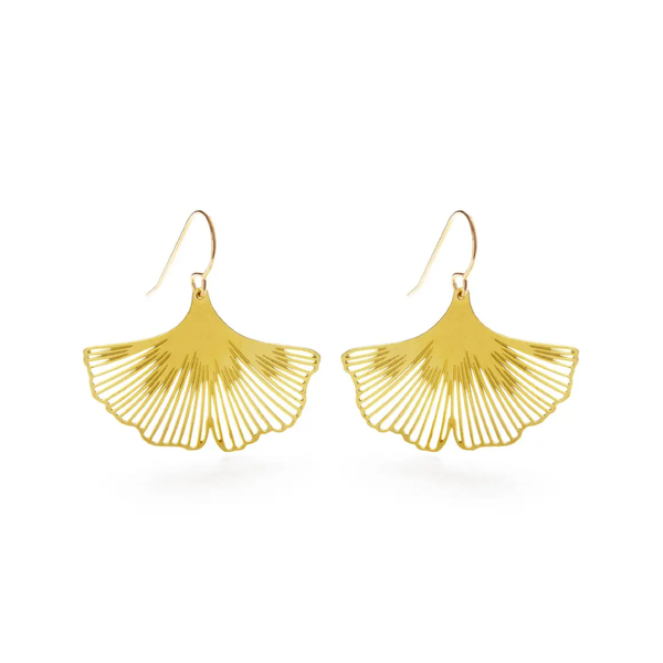 Ginko Leaf Dangle Earrings - Gold Amano Studio Jewelry - Earrings
