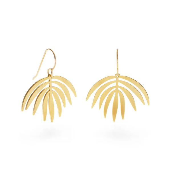 Palm Frond Dangle Earrings - Gold Amano Studio Jewelry - Earrings