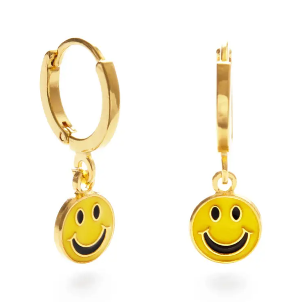 Smiley Face Hoop Huggie Earrings Amano Studio Jewelry - Earrings