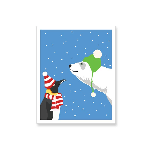 Christmas Penguin & Polar Bear Sticker Apartment 2 Cards Impulse - Decorative Stickers