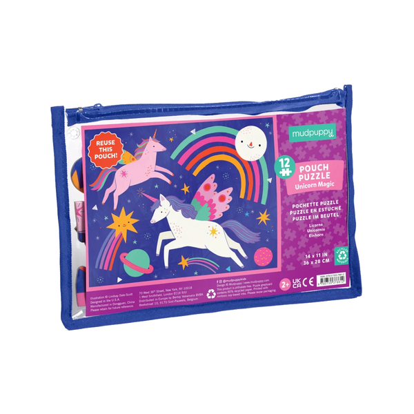 Unicorn Magic 12 Piece Jigsaw Puzzle Pouch Chronicle Books - Mudpuppy Toys & Games - Puzzles & Games - Jigsaw Puzzles