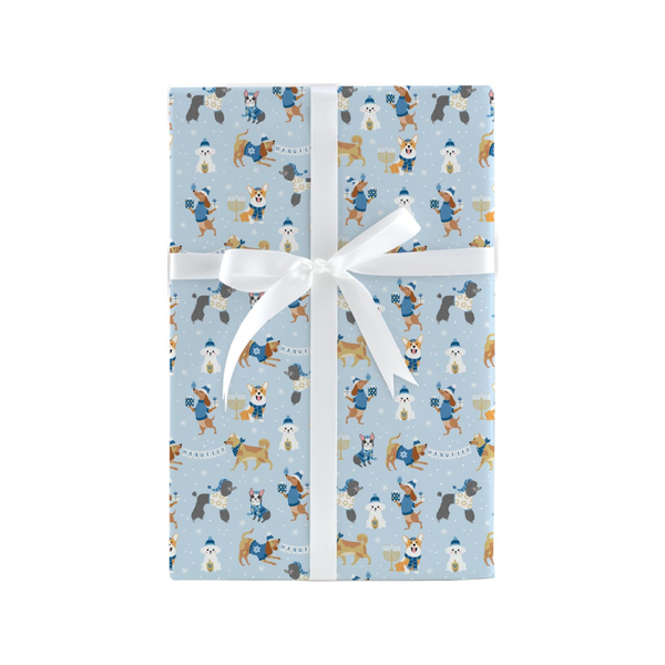 DDH GIFT WRAP ROLL HAPPY HANUKKAH PUPS Design Design Holiday Gift Wrap & Packaging - Holiday - Christmas - Gift Wrap