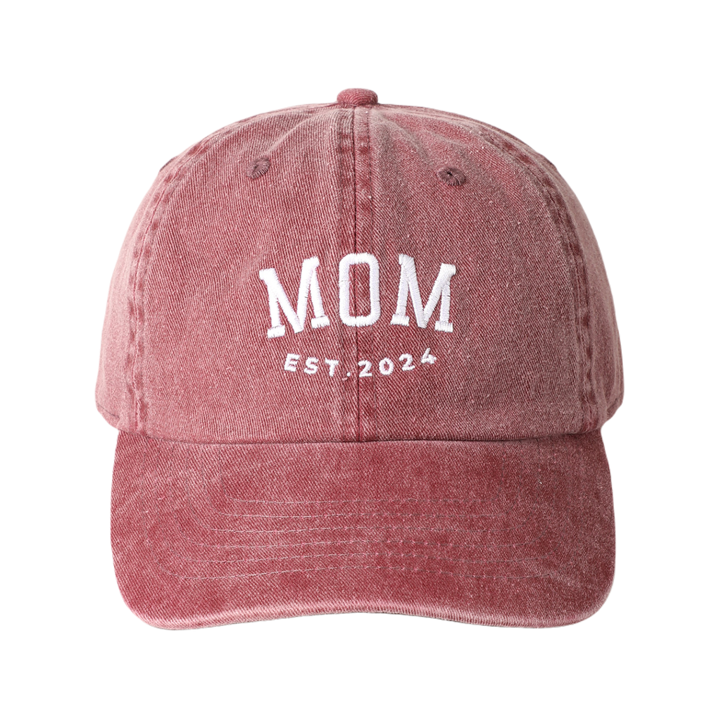 Mom (Burgundy) Embroidered Baseball Hat - Adult Fashion City Apparel & Accessories - Summer - Adult - Hats