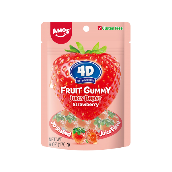 Amos 4D Fruit Gummy Strawberry Juicy Burst Grandpa Joe's Candy Candy, Chocolate & Gum