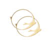 Gold Amelia Circle Bird Hoop Brass Earrings Ink & Alloy Jewelry - Earrings