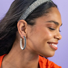 Holly Two-Color Woven Raffia Hoop Earrings Ink & Alloy Jewelry - Earrings
