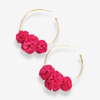 Hot Pink Rita Raffia Poms Hoop Earrings Hot Pink Wholesale Ink & Alloy Jewelry - Earrings