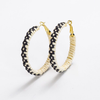 Ivory/Black Holly Two-Color Woven Raffia Hoop Earrings Ink & Alloy Jewelry - Earrings