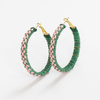 Kelly Green/Pink Holly Two-Color Woven Raffia Hoop Earrings Ink & Alloy Jewelry - Earrings