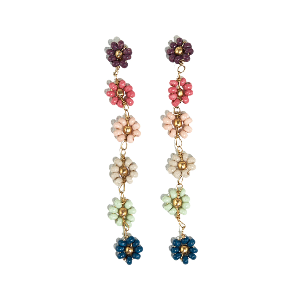 Port Amanda Multi Color Flower Beaded Dangle Earrings - Port Ink + Alloy Jewelry - Earrings