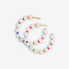 White Angela Round Stones With Alternating Seed Bead Hoop Earrings Ink & Alloy Jewelry - Earrings