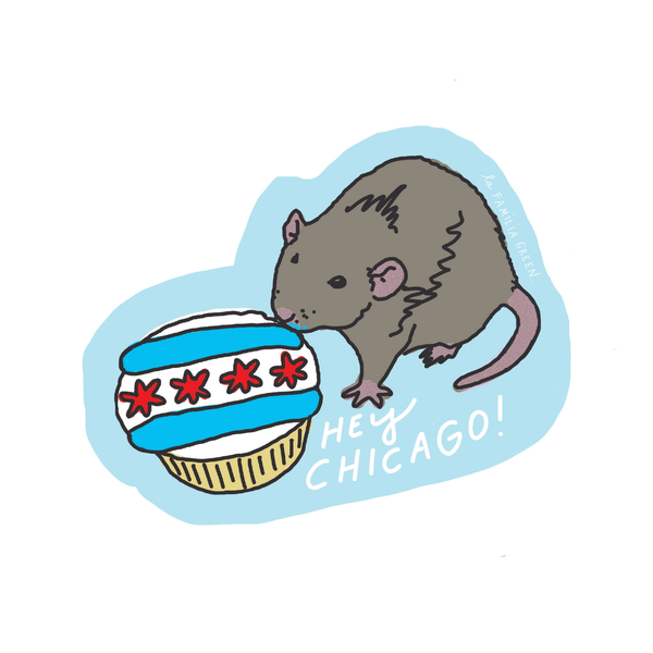 Chicago Rat Cupcake Sticker La Familia Green Impulse - Decorative Stickers