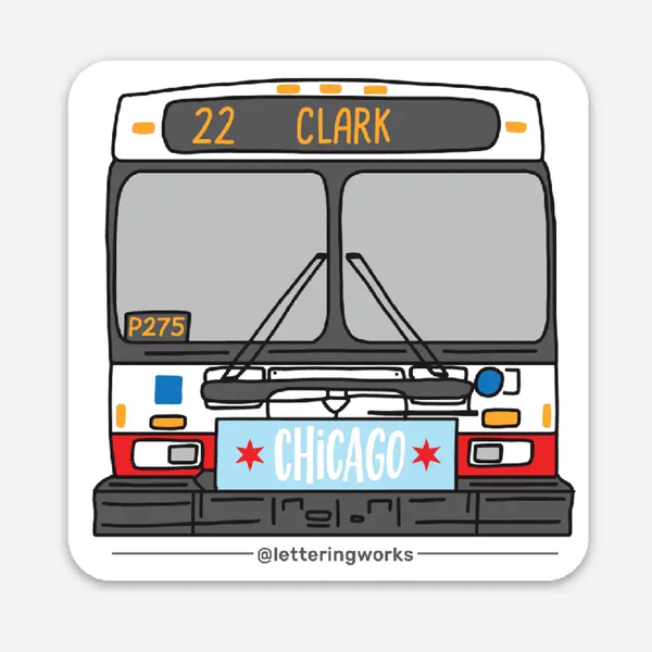 Chicago CTA Bus 22 Clark Sticker Lettering Works Impulse - Decorative Stickers