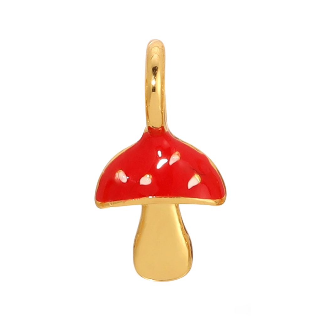 Mushroom (Gold) Charm Garden Charm Lucky Feather Jewelry