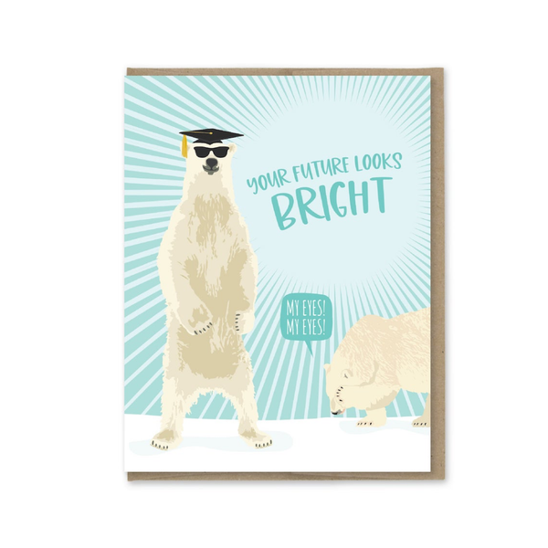 Your Future Looks Bright Polar Bear Graduation Card Modern Printed Matter Cards - Graduation