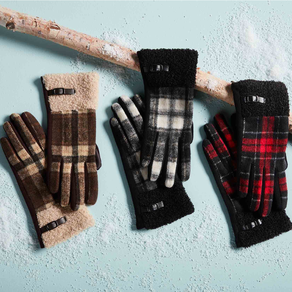 Tartan Plaid Boucle Gloves - Womens Mud Pie Apparel & Accessories - Winter - Adult - Gloves & Mittens