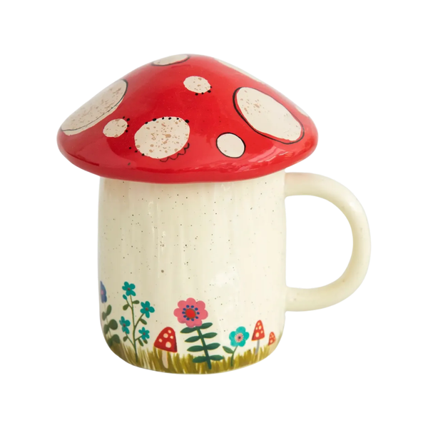Mushroom Mug With Lid - Grow Your Own Way Natural Life Home - Mugs & Glasses