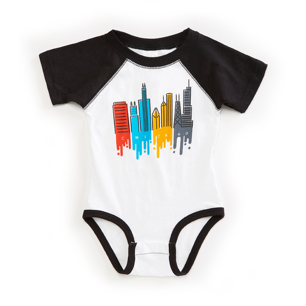 Chicago Drip Skyline Onesie - White Orchard Street Apparel Apparel & Accessories - Clothing - Baby & Toddler - One-Pieces & Onesies