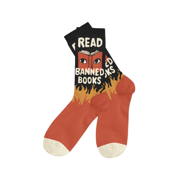 PRH SOCKS ADULT CREW READ BANNED BOOKS SMALL Out Of Print Apparel & Accessories - Socks - Adult - Unisex