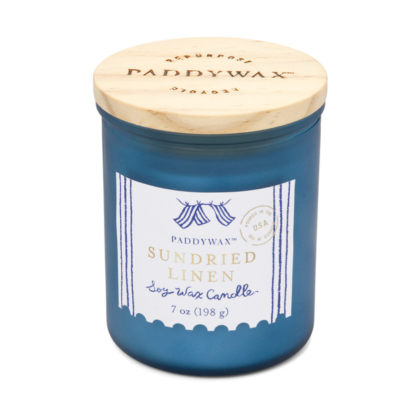 Sundried Linen Coastal Blue Frosted Finish Glass Candle - 7oz Paddywax Home - Candles