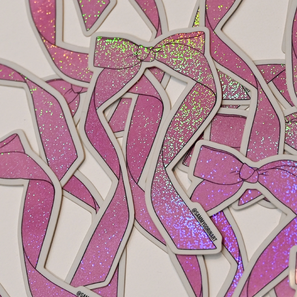 Pink Pixie Glitter Bow Sticker Sammy Gorin LLC Impulse - Decorative Stickers
