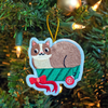 Cat In Box Embroidered Ornament Seltzer Holiday - Ornaments