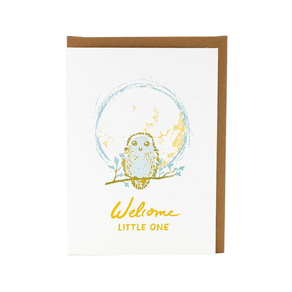 Little Owl Baby Card Smudge Ink Cards - Baby