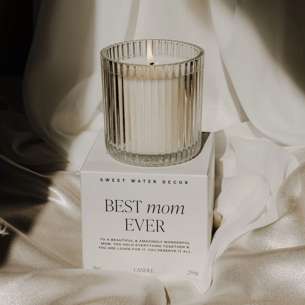 Best Mom Ever Ribbed Glass Candle - 11oz Sweet Water Decor Home - Candles