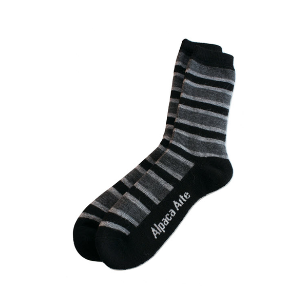 Original Stripe Alpaca Unisex Crew Socks - Black - Medium Tey-Art Apparel & Accessories - Socks - Adult - Unisex