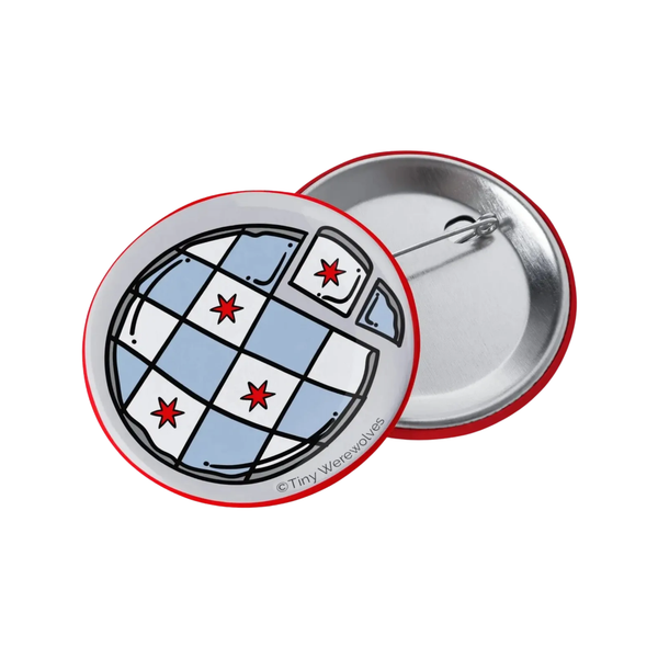 Chicago Thin Crust Pizza Flag Pinback Button Tiny Werewolves Impulse - Pinback Buttons