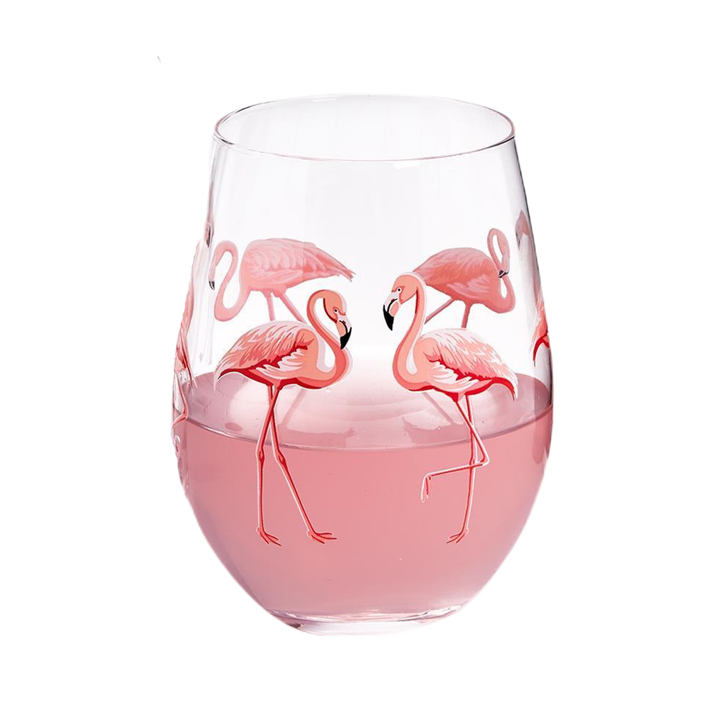 Flamingo Stemless Wine Glass Twos Company Home - Mugs & Glasses - Wine Glasses