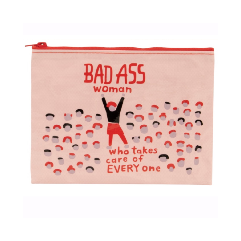 Bad Ass Woman Who Takes Care Of Everyone Zipper Pouch Blue Q Apparel & Accessories - Bags - Pouches & Cases