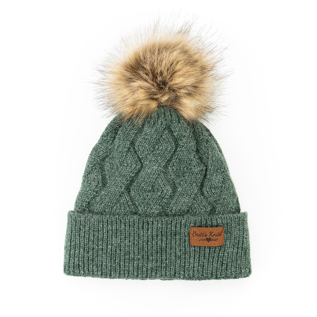 GREEN Mainstay Plush-Lined Pom Hat - Womens Britt's Knits Apparel & Accessories - Winter - Adult - Hats