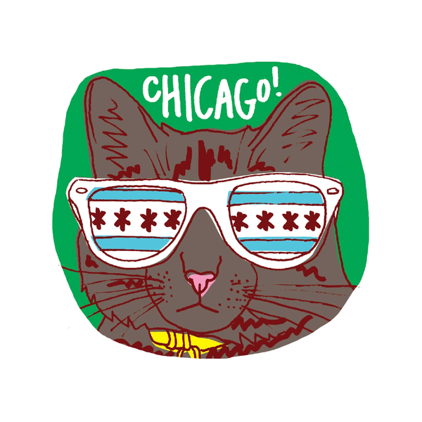 Chicago Cat Sticker La Familia Green Impulse - Decorative Stickers