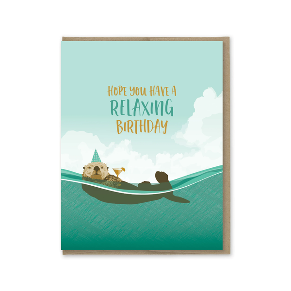 Relaxing Otter Birthday Card Modern Printed Matter Cards - Birthday