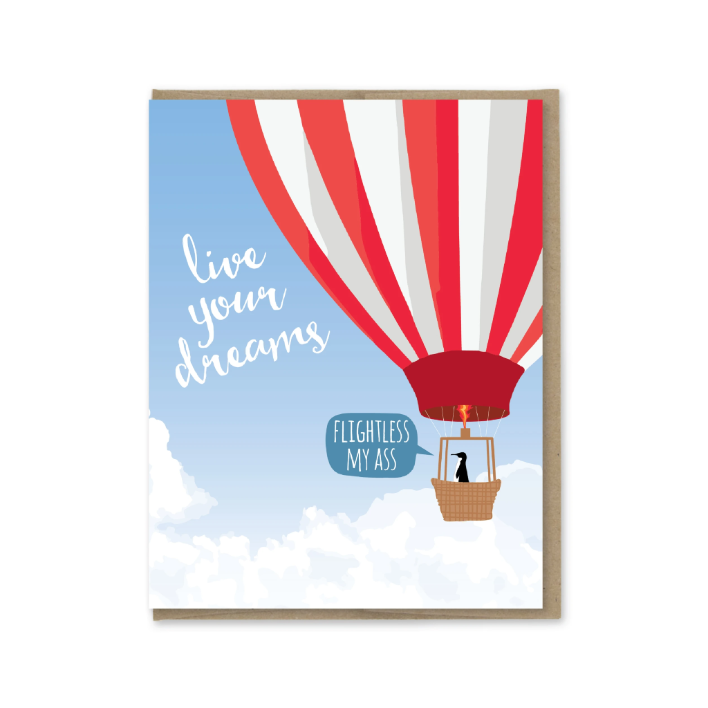 Live Your Dreams Penguin Encouragement Card Modern Printed Matter Cards - Encouragement