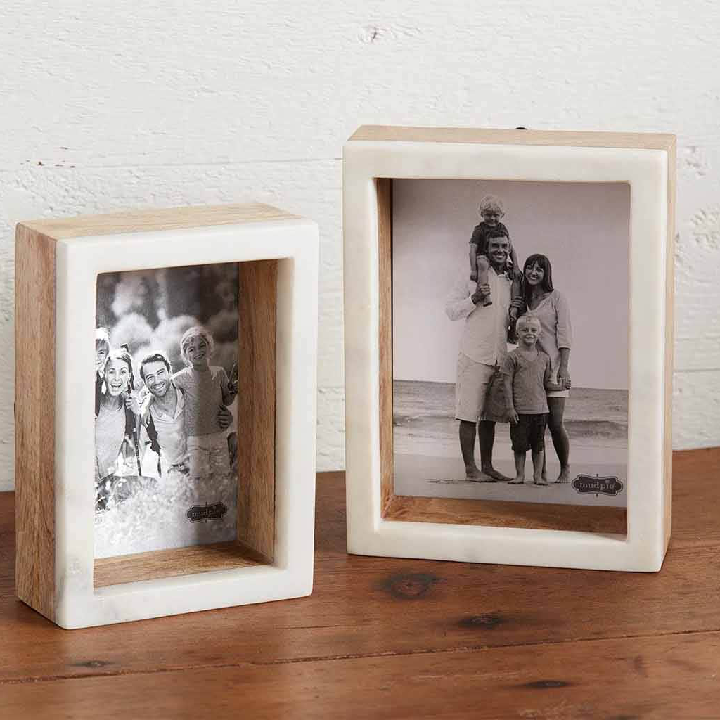 White Marble Block Frame Mud Pie Home - Wall & Mantle - Plaques, Signs & Frames