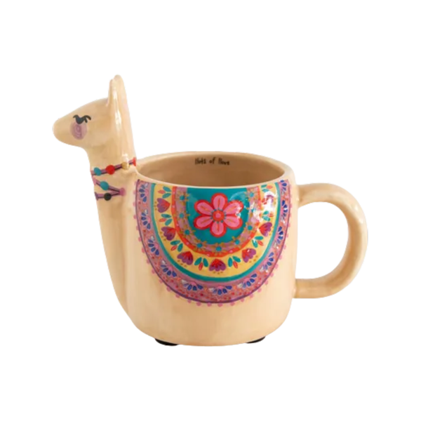 Llama Folk Art Mug Natural Life Home - Mugs & Glasses