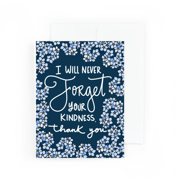 I Will Never Forget Your Kindness Thank You Card Pretty Peacock Paperie Cards - Thank You