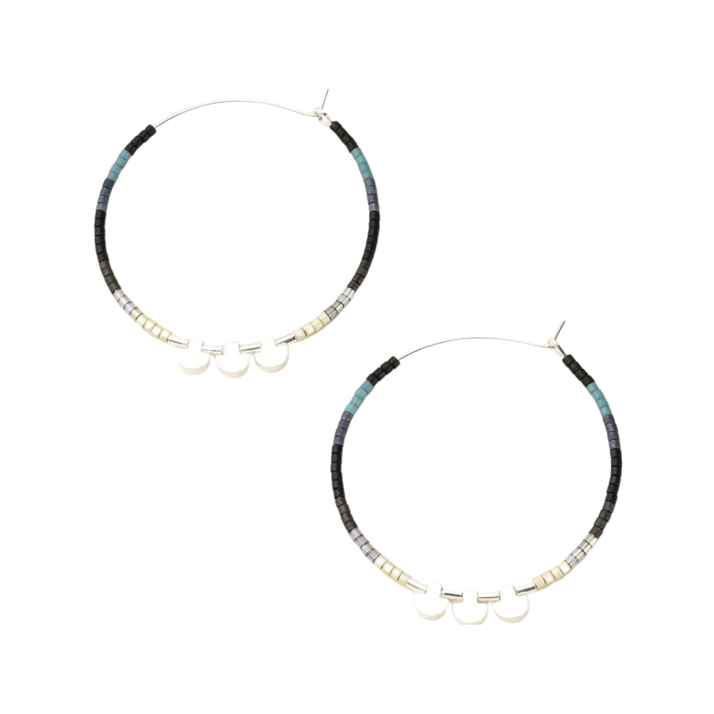 Black Multi/Silver Large Miyuki Chromacolor Hoop Earring Scout Curated Wears Jewelry - Earrings