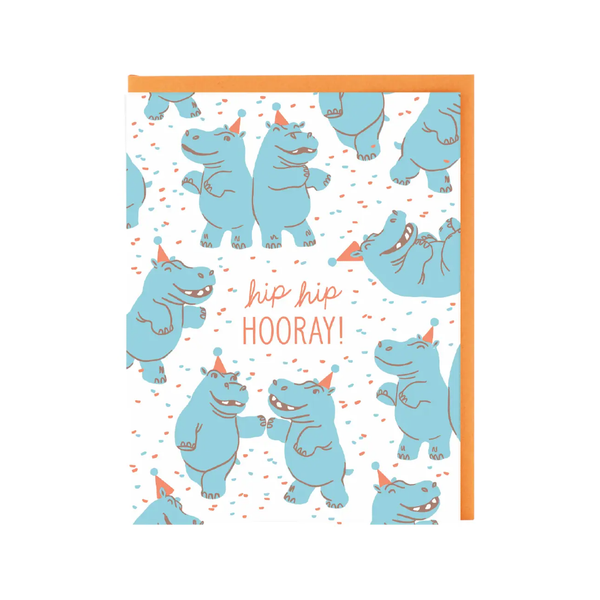 Hippo Dance Birthday Card Smudge Ink Cards - Birthday