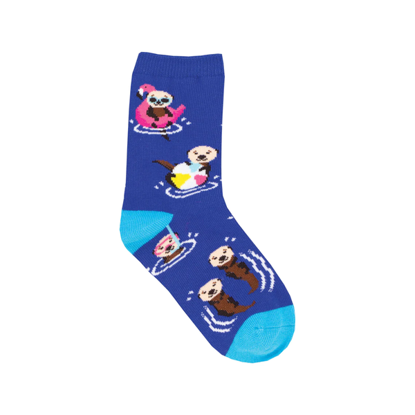 Just An Otter Pool Party Crew Socks - Kids - Blue Socksmith Apparel & Accessories - Socks - Baby & Kids - Kids