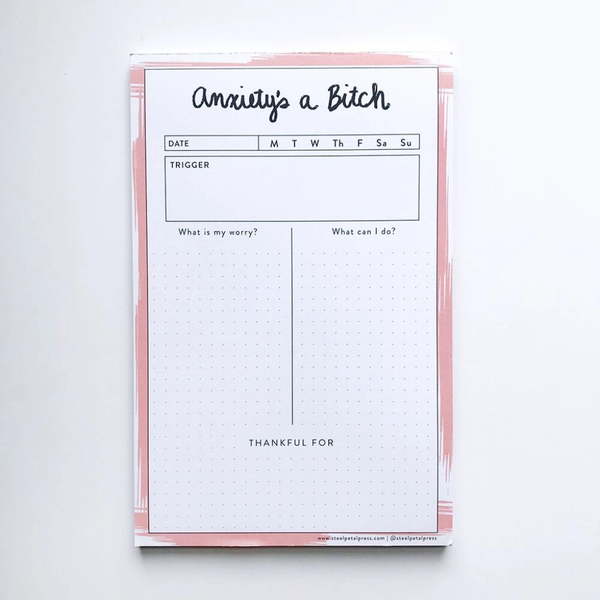 SPP NOTEPAD ANXIETY'S A BITCH SELF CARE TRACKER STEEL PETAL PRESS Books - Guided Journals & Gift Books