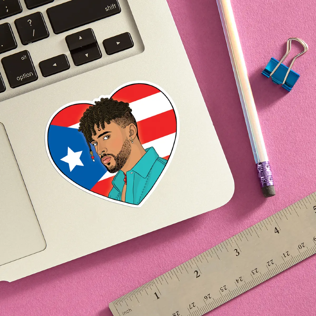 Bad Bunny Puerto Rico Heart Die Cut Sticker The Found Impulse - Decorative Stickers
