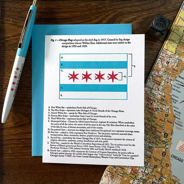 Chicago Flag Diagram Blank Card A Favorite Design Cards - Any Occasion