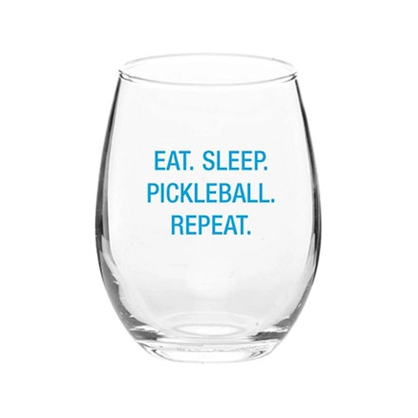 Eat Sleep Pickleball Repeat Wine Glass About Face Designs Home - Mugs & Glasses - Wine Glasses