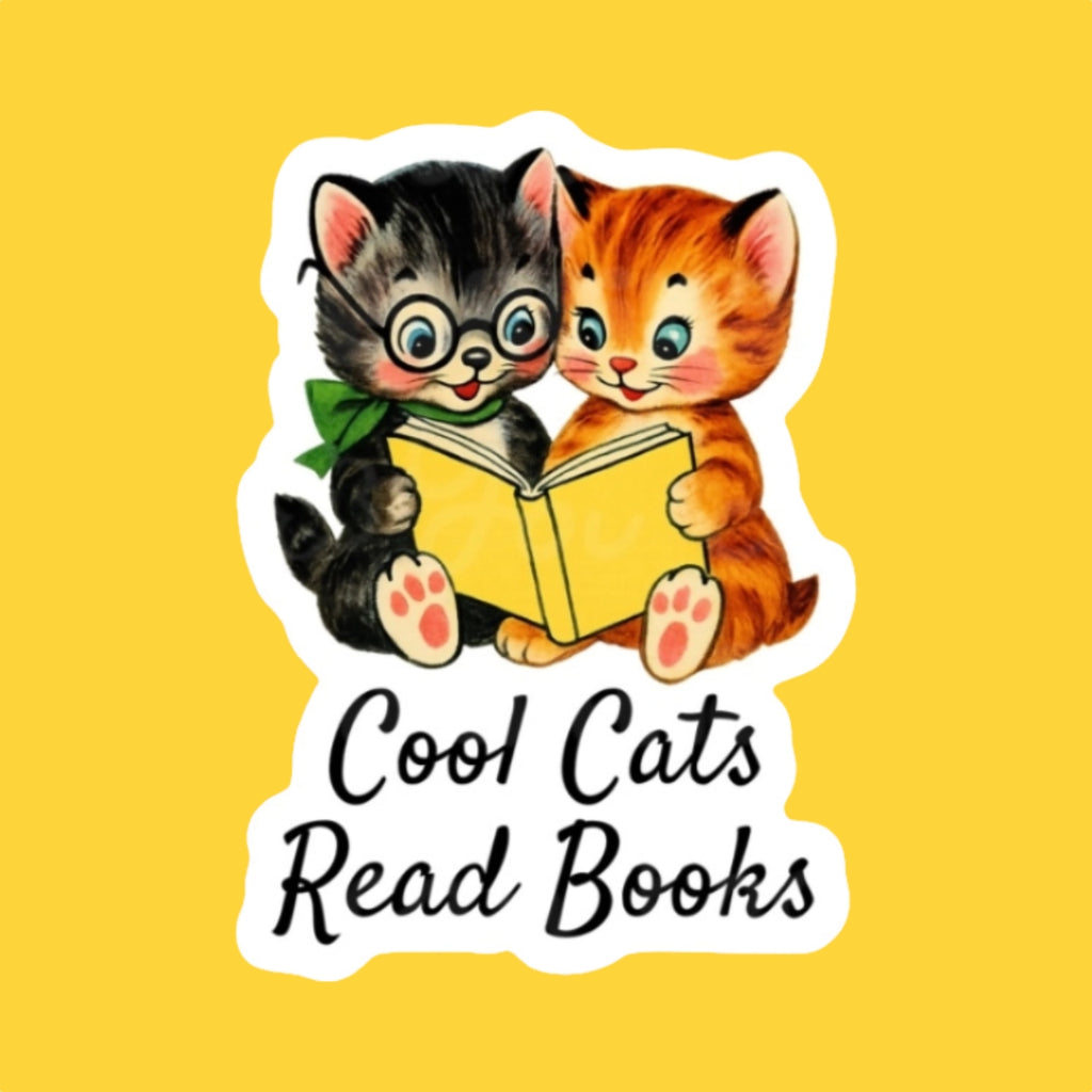 Cool Cats Read Books Sticker Ace The Pitmatian Co Impulse - Decorative Stickers