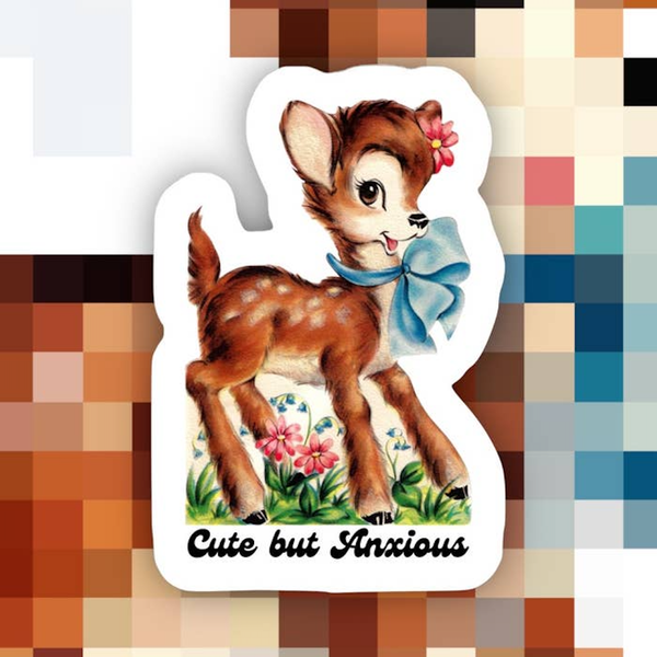 Cute But Anxious Deer Sticker Ace The Pitmatian Co Impulse - Decorative Stickers