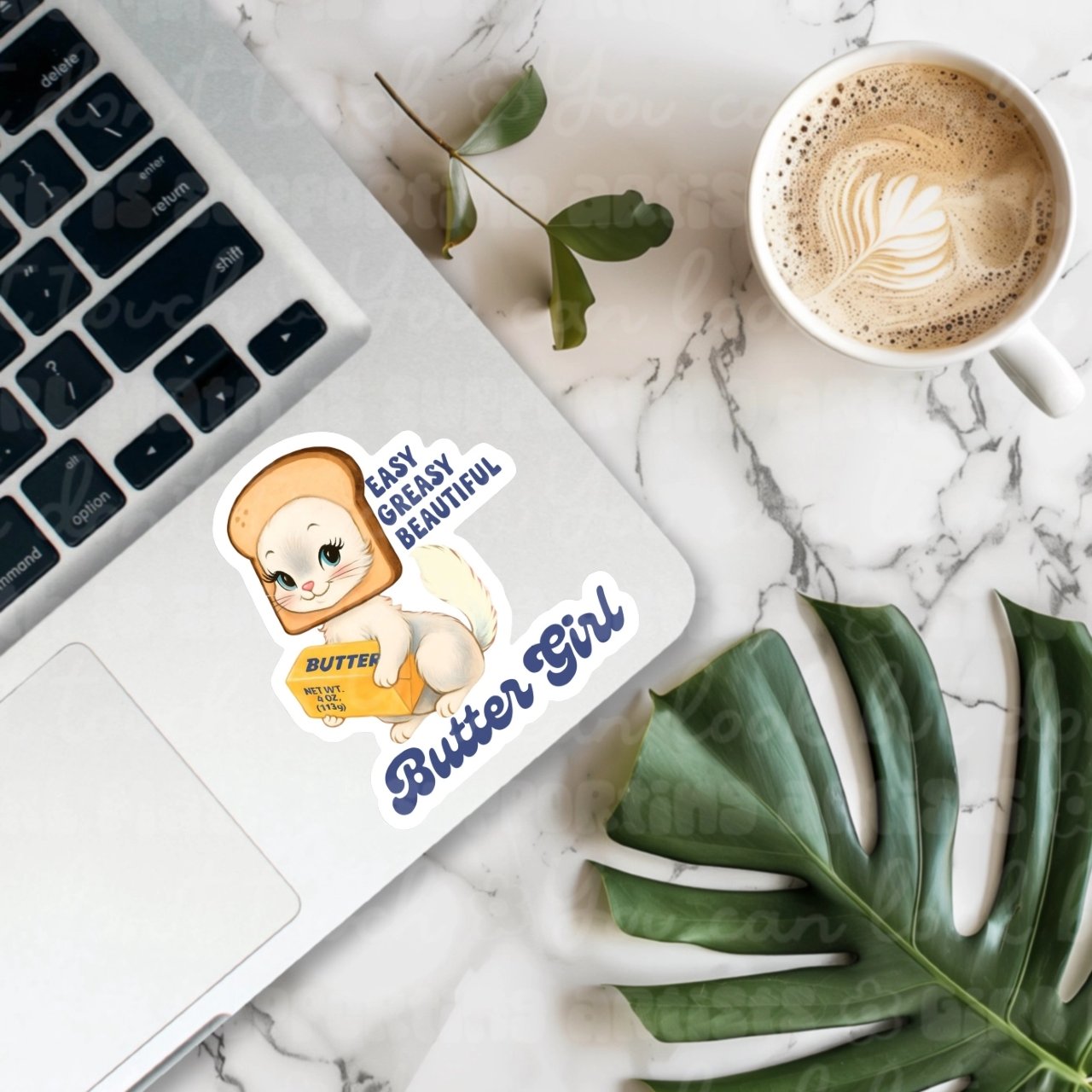 Easy Greasy Beautiful Butter Girl Cat Sticker – Urban General Store