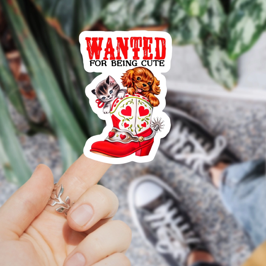 Wanted For Being Cute Sticker Ace The Pitmatian Co Impulse - Decorative Stickers